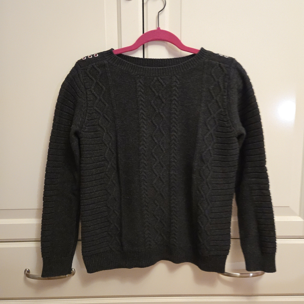 Women's Grey Cable Detail Sweater - Size S